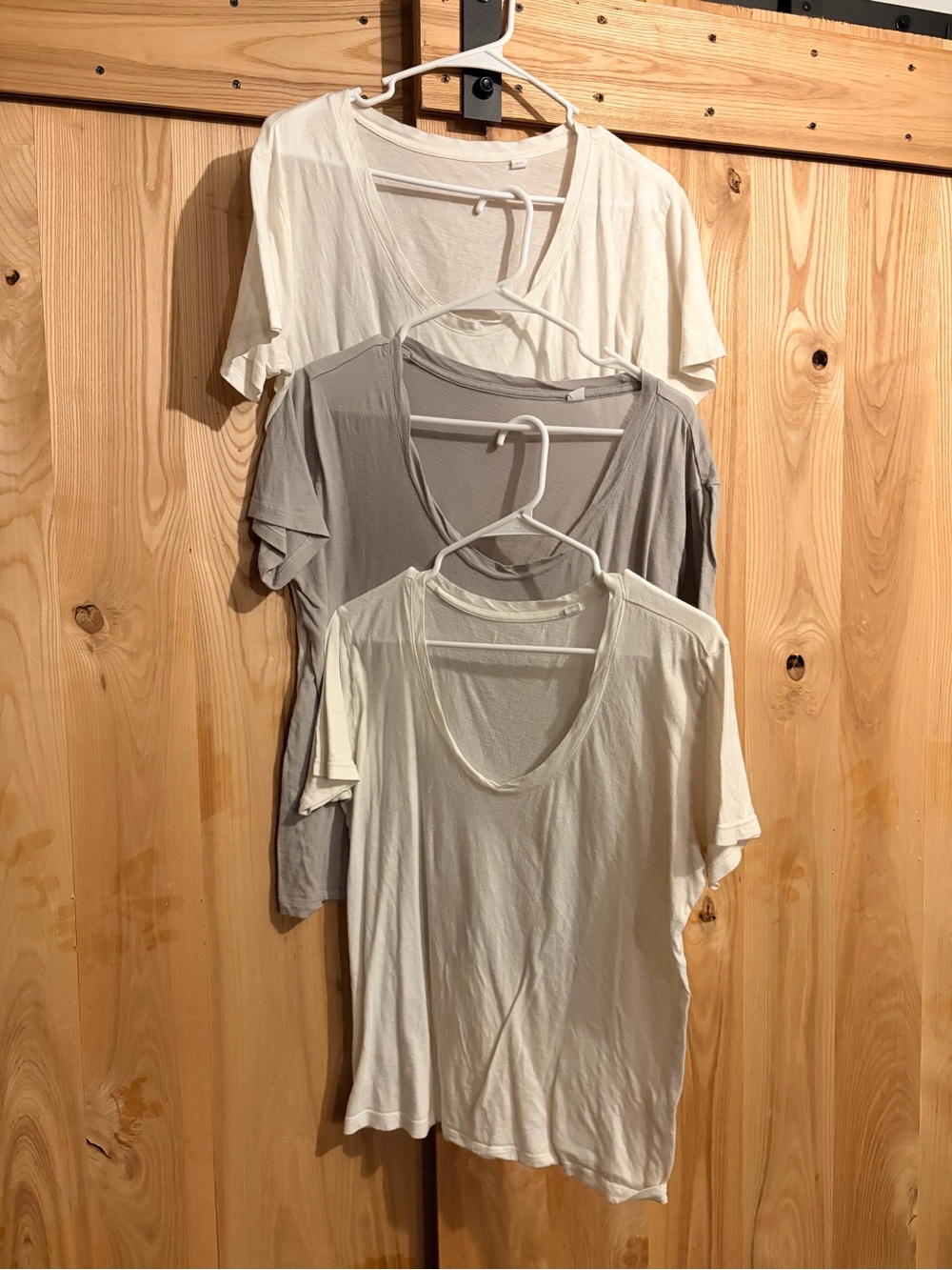 Women's Short Sleeve Scoop Neck Tee - Cream & Gray Mix